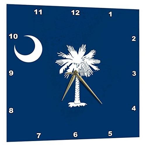 一流の品質 3dRose サウスカロライナ州旗 15インチ x 壁掛け時計、15 - インディゴブルー ホワイトパームツリー USA 米国米国アメリカ合衆国 - 掛け時計、壁掛け時計