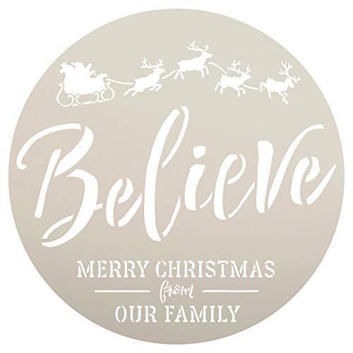 Studior12 丸型 Believe 筆記体 ステンシル Our Family Merry Christmas Santa S Sleigh R Ys 輸入雑貨店 チェッカードフラッグ 通販 Yahoo ショッピング