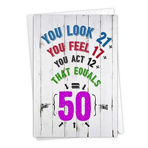 Nobleworks 年齢方程式 50 マイルストーンバースデー50グリーティングカード封筒付き4 63 6 75インチ 数学追加c7195mbg 注目
