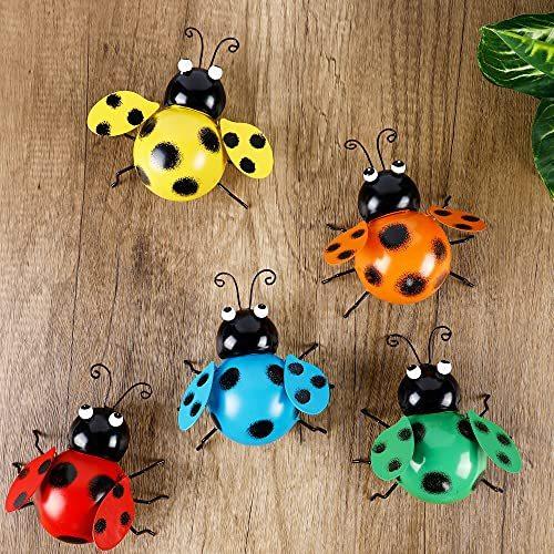 Juegoal メタルウォールアート てんとう虫 3d彫刻 カラフルなてんとう虫 インスピレーショナルな壁装飾 屋内 屋外 庭 リビングルーム パティ 写真 Www Bollywoodpapa Com