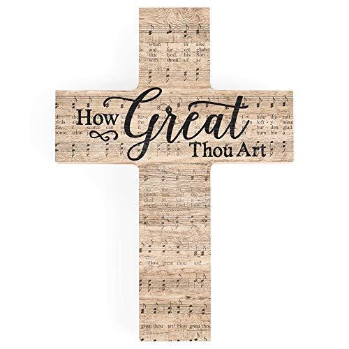 How Great Thou Art音楽シートデザイン12?x 9木製ウォールアートクロスプラーク 妻飾り、壁飾り