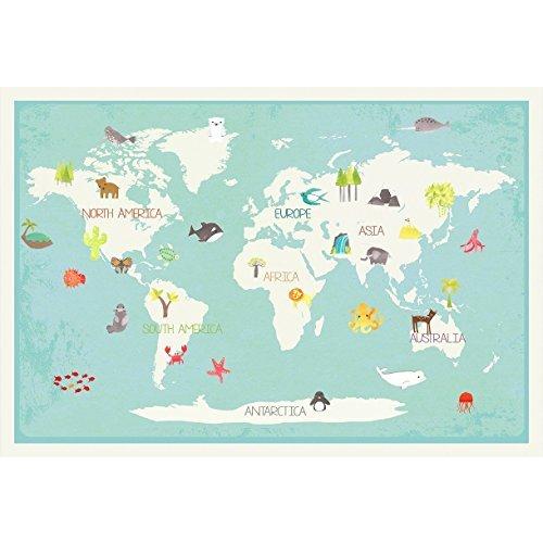 Our World インタラクティブマップ 12x18インチ プリント世界地図 子供のウォールアート マップ 子供の世界地図 教育育児装飾 自然がテー 地球儀 Belyi Krolik Ru