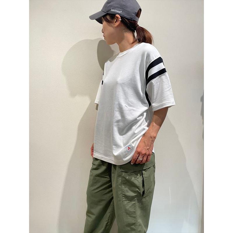 【Americana】リヨセルコットン天竺 フットボールT五分袖Tシャツ AMERICANA（アメリカーナ） リヨセルコットン袖切り替えライン