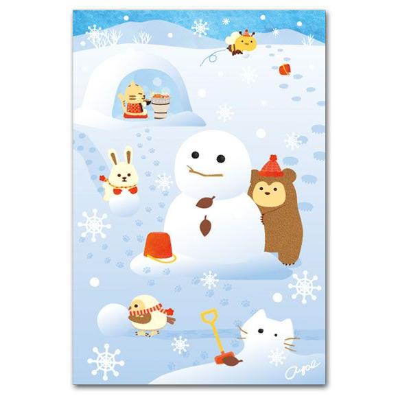 かわいいポストカード 雪だるまづくり 冬の絵葉書 Majesticxpress Com