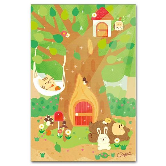 かわいいポストカード 木陰でおひるね 動物の絵葉書 23 9009 ポストカードと和雑貨の和道楽 通販 Yahoo ショッピング