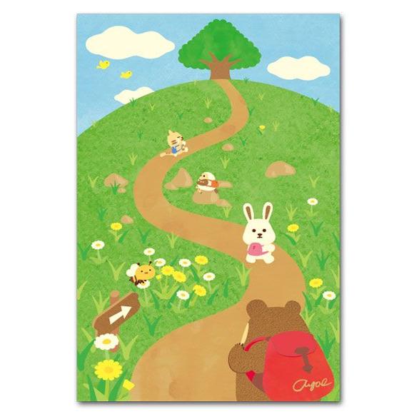 かわいいポストカード 山登り 動物の絵葉書｜shop-wadouraku