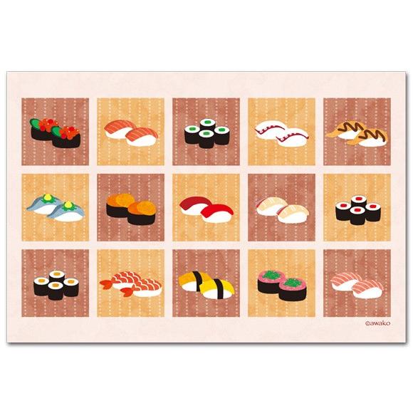 和風ポストカード すし おしゃれな絵葉書 : ポストカードと和雑貨の和