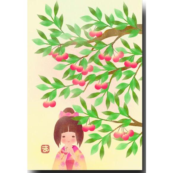 デジタル貼り絵ポストカード さくらんぼ かわいい絵葉書 50 1013 ポストカードと和雑貨の和道楽 通販 Yahoo ショッピング