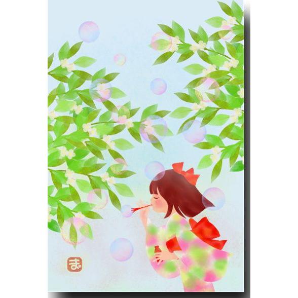 デジタル貼り絵ポストカード しゃぼん玉 かわいい絵葉書 50 1015 ポストカードと和雑貨の和道楽 通販 Yahoo ショッピング