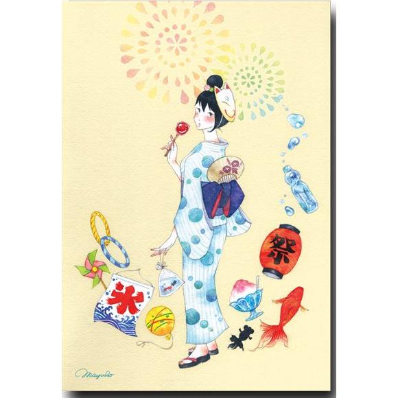 和風ポストカード AL完売しました 夏祭り 暑中見舞い 夏のイラスト絵葉書 日本正規代理店品