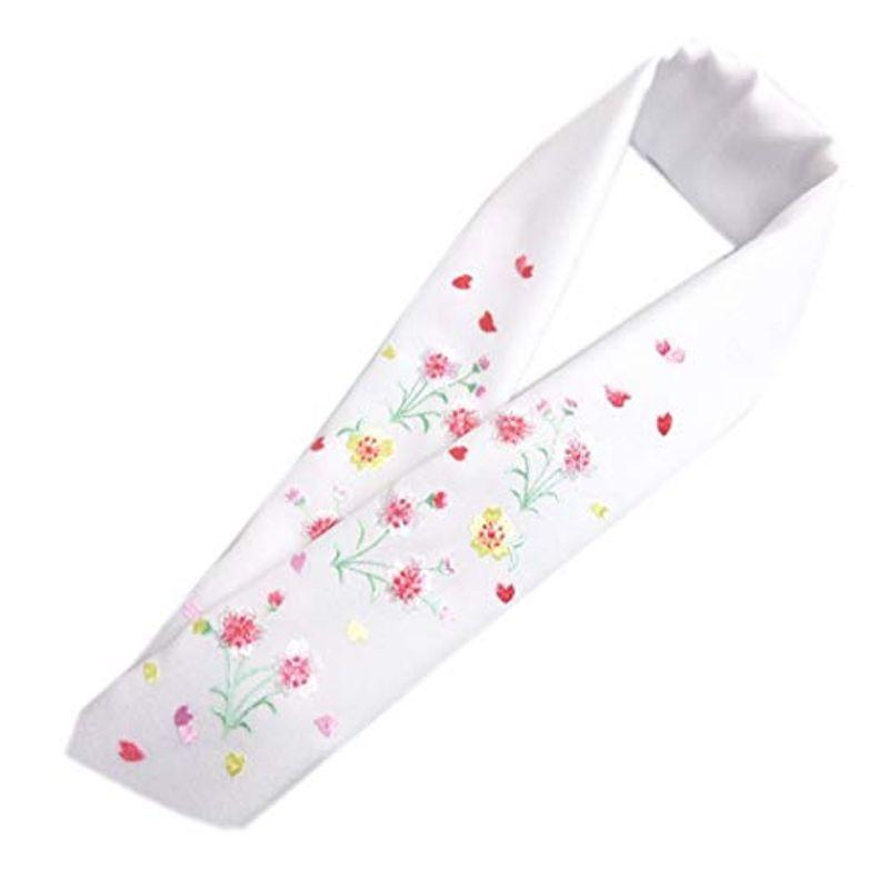 半衿 半襟 刺繍 白色地ピンク黄色桜舞花びら 振袖 成人式 卒業式 袴 着物 洗える