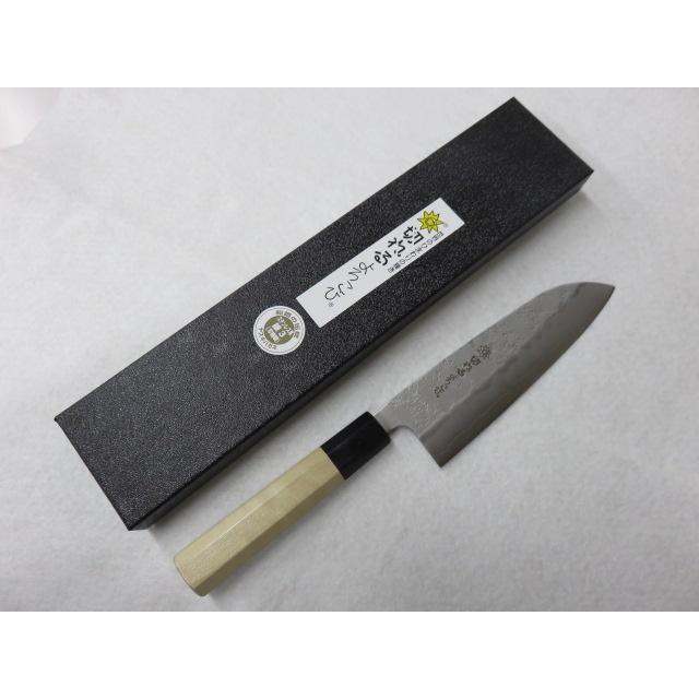切れるよろこび 銀3鋼 梨地仕上げ 三徳包丁 165mm 水牛八角柄 : SHOP