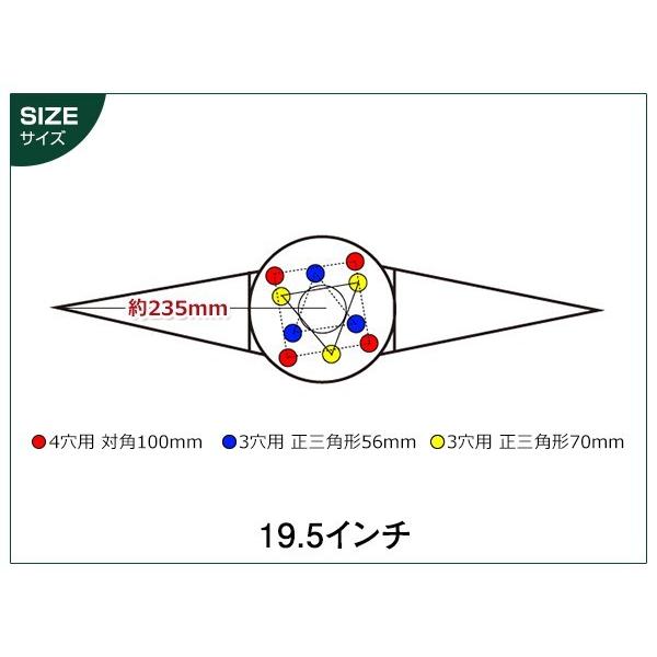一文字型 ホイールスピンナー ウロコ 19.5インチ 3穴 4穴 対応 左右