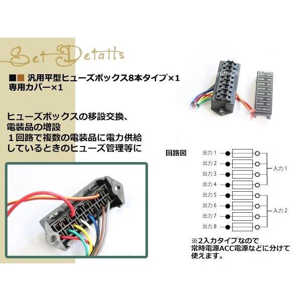 汎用 平型ヒューズ用 ヒューズボックス 2in8out 車用 電装品に