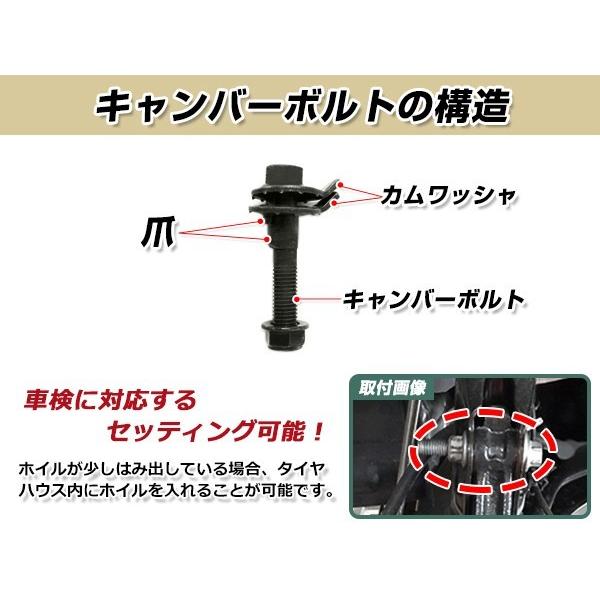 カングー 1998-2010 14mm キャンバー調整ボルト 調整幅 ±1.75°鬼キャン