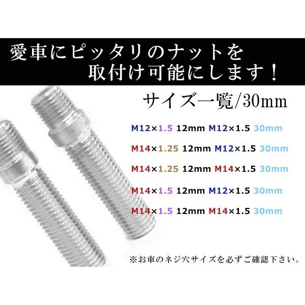 スタッドボルト M14 P1.25 12mm/M14 P1.5 30mm 変換スタッドボルト