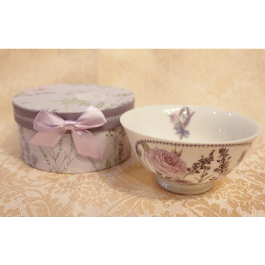 お茶碗 ギフトBOX付き ご飯茶碗 ラベンダー バラ 蝶 おしゃれ ギフト プレゼント 可愛い 茶碗 贈り物 薔薇 ローズ 印象のデザイン