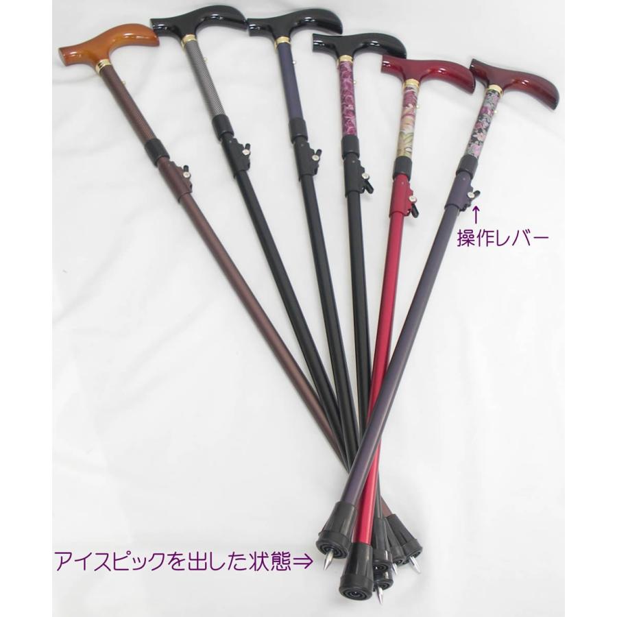 雪上等の歩行 アイスピック収納 内蔵 杖 ワンタッチ 安全歩行 アイス
