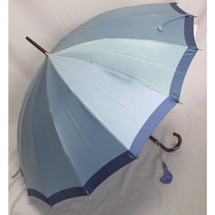 皇室御用達前原光榮商店「前原傘 16本骨 ボーダー ライトブルー