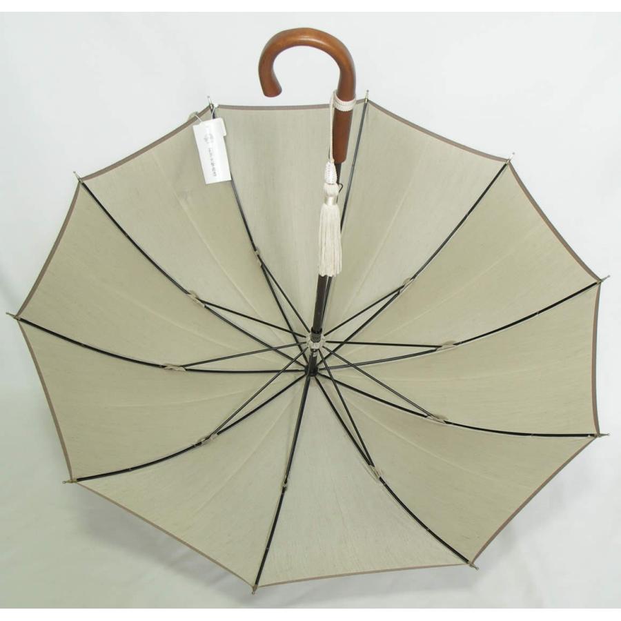 美品 ◆ 前原光榮商店  ◆ 日傘 長傘 ベージュ　UVカット 皇室御用達 皇室御用達 前原光榮商店「前原傘 草木染め シルク混 晴雨兼用