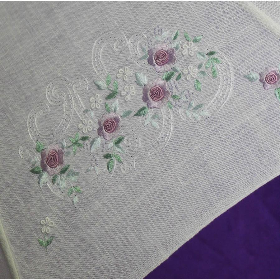 ベトナム刺繍 手刺繍 刺繍麻（あさ）のパラソル 日傘 皇室御用達 前原光栄商店「前原傘 ベトナム刺繍麻日傘（UVカット加工）手元エゴノキ白 Ｃタイプ」の画像