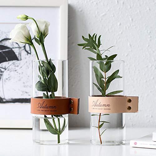 売れ筋ランキングも掲載中 取り外し可能レザー付き 17cm ガラスフラワーベース ガラス花瓶 北欧風花瓶 ブラウ 北欧雑貨 インテリア飾り 水耕栽培 Fukukaガラスボトル 花瓶 花器 Www We Job Com