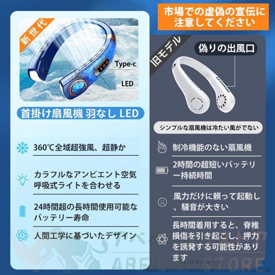 ネッククーラー 首掛け扇風機 18° 5000mAh 5段階風量 大容量 静音 軽量 最大24時間動作 USB充電 360° 冷却プレート 1秒で冷やす 強力 冷感 リーフレス扇風機｜shop3piece｜04