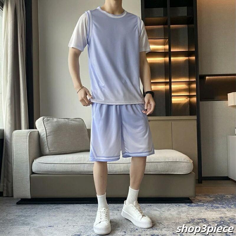 バスケット服 セットアップ メンズ 半袖 上下セット ハーフパンツ
