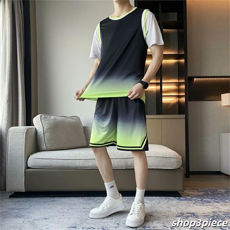 バスケット服 セットアップ メンズ 半袖 上下セット ハーフパンツ