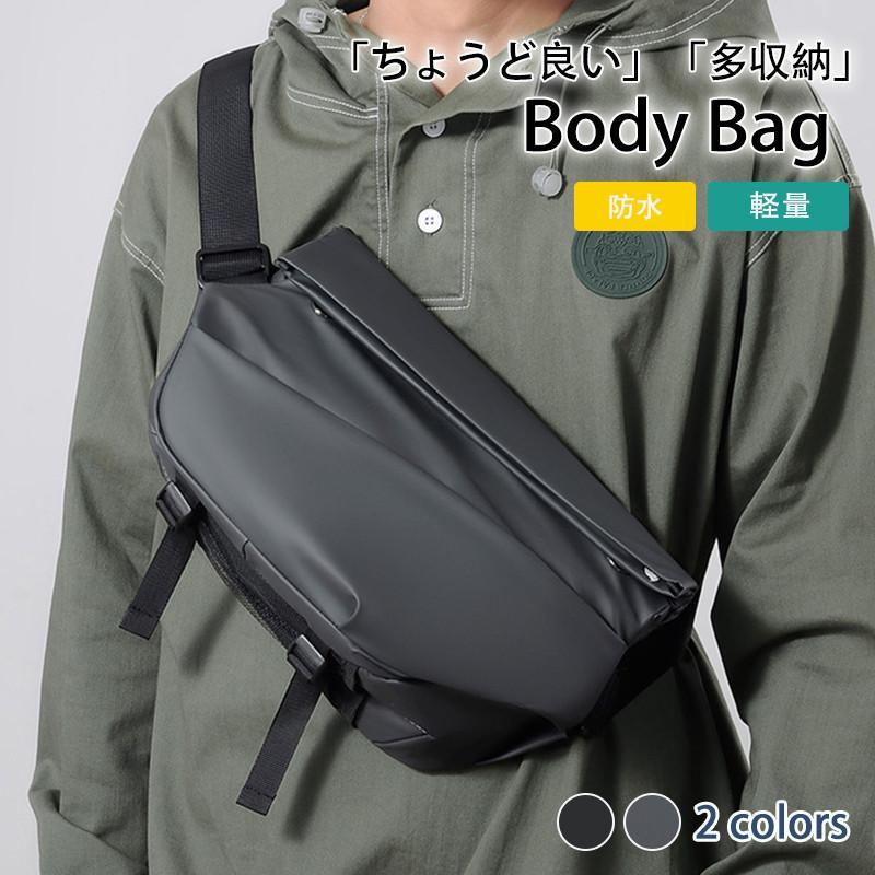 多ポケット 軽量 ボディバッグ／ワンショルダー 黒 ボディバッグ メンズ ショルダーバッグ ワンショルダー ナイロン 大