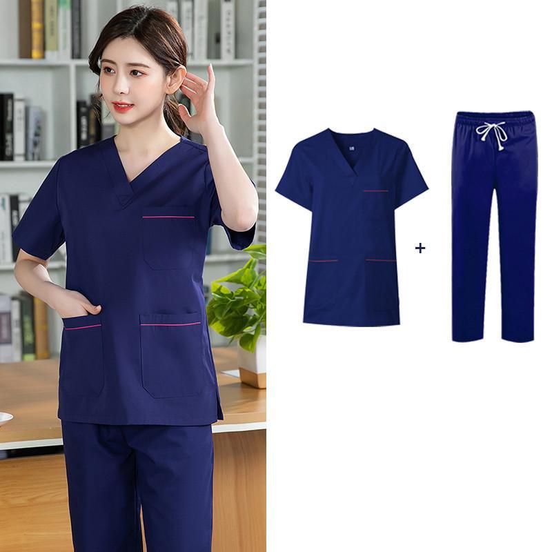 スクラブ セットアップ 上下セット 白衣 レディース 半袖 ドクター
