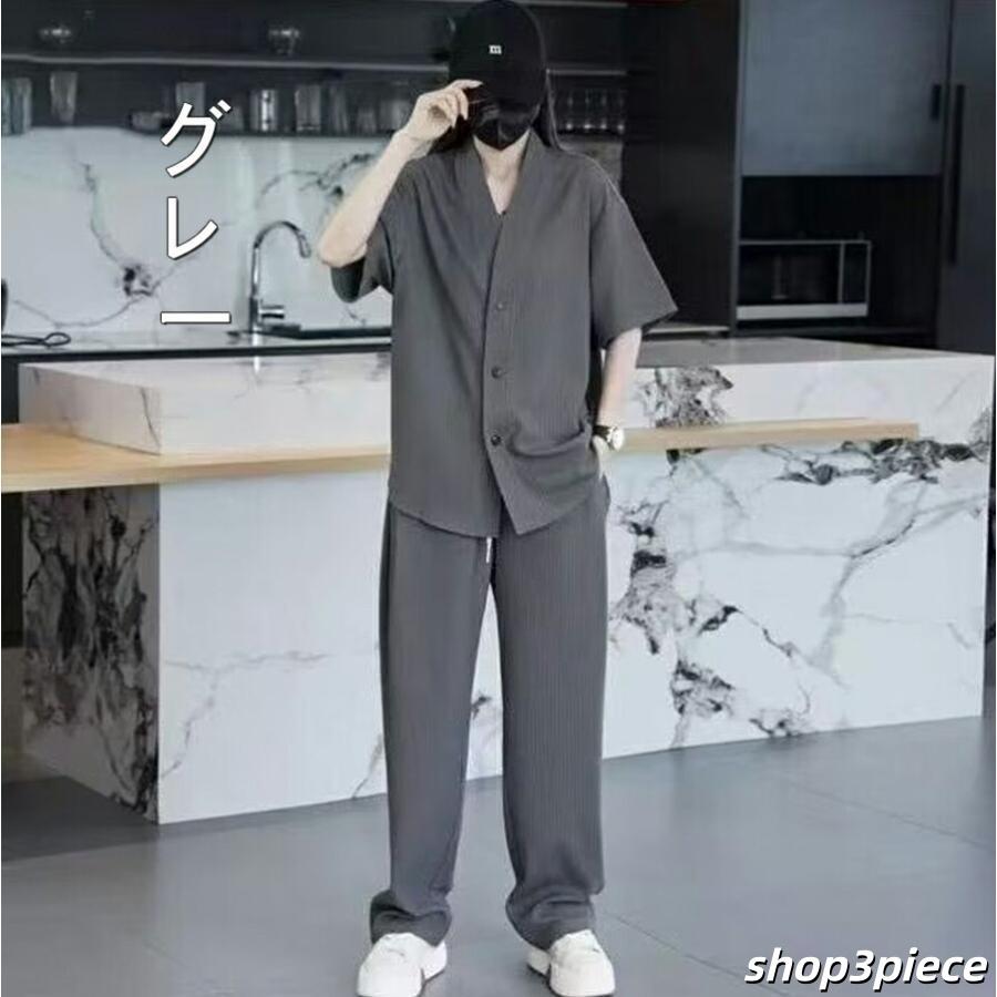 メンズ セットアップ 接触冷感 夏服 半袖 上下セット 大きいサイズ
