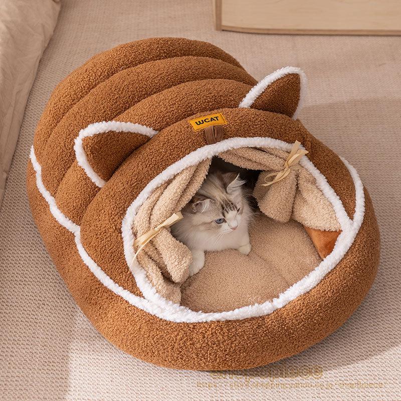 2タイプペットベッド 冬用 ペットハウス 室内 ドーム型 犬ベッド 小