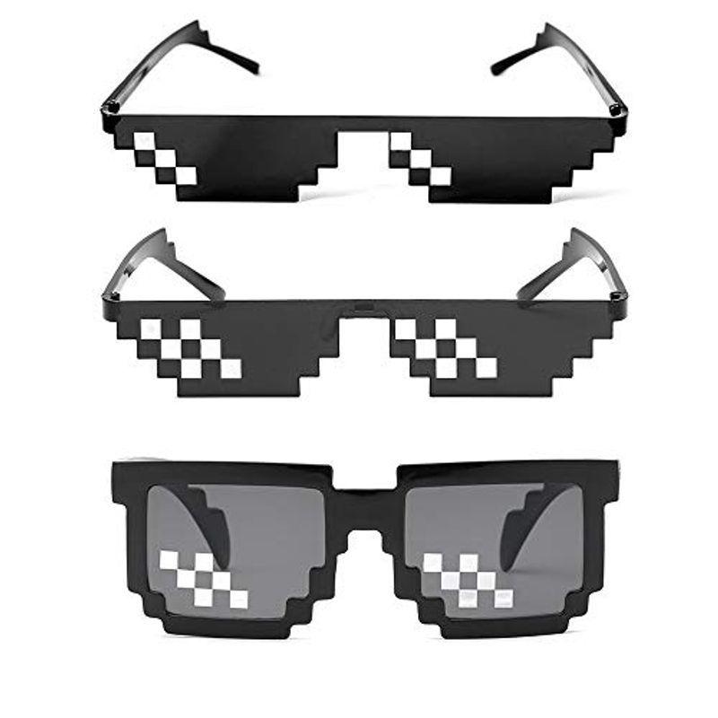 サングラス モザイクピクセルメガネ おもしろ メガネ 3本セット 面白メガネ パーティーめがね パーティーグッズ クールなcosplay 眼 本物保証