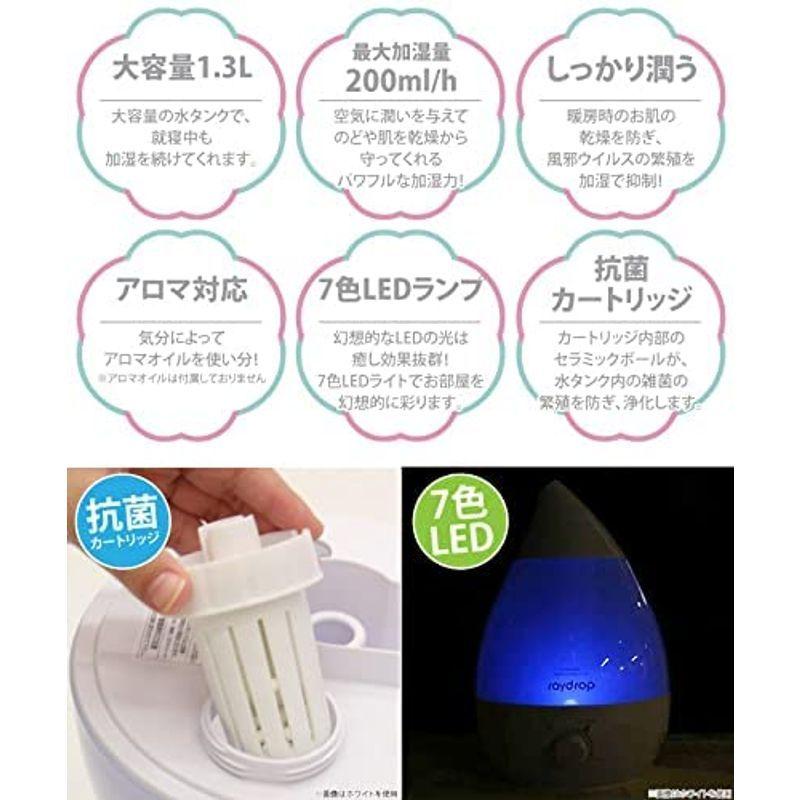 ベルソス 超音波加湿器 1.3L 7色LED アロマ対応 抗菌カートリッジ付き ホワイト VS-U025-WH 訳あり ベルソス 超音波加湿器 1.3L 7色LED アロマ対応 抗菌カートリッジ付き ホワイト VS-U025-WH 訳あり