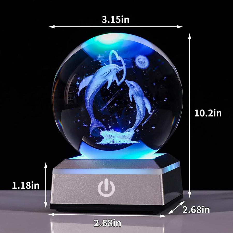 Longsafe 3D クリスタル ボール 水晶 宇宙 置物 台座 ライト Longsafe 3D クリスタル ボール 水晶 宇宙 置物 台座 ライト