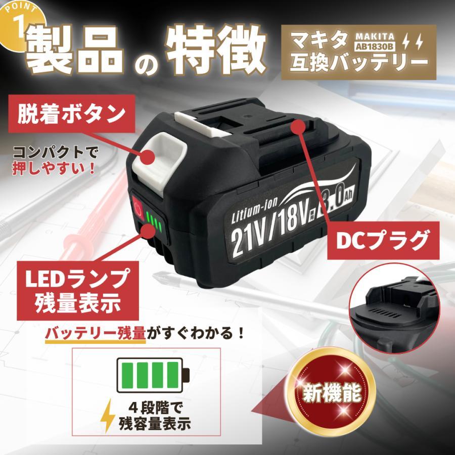 Longsafe マキタ 互換 バッテリー 18V 21V 兼用 3000mAh 充電器セット