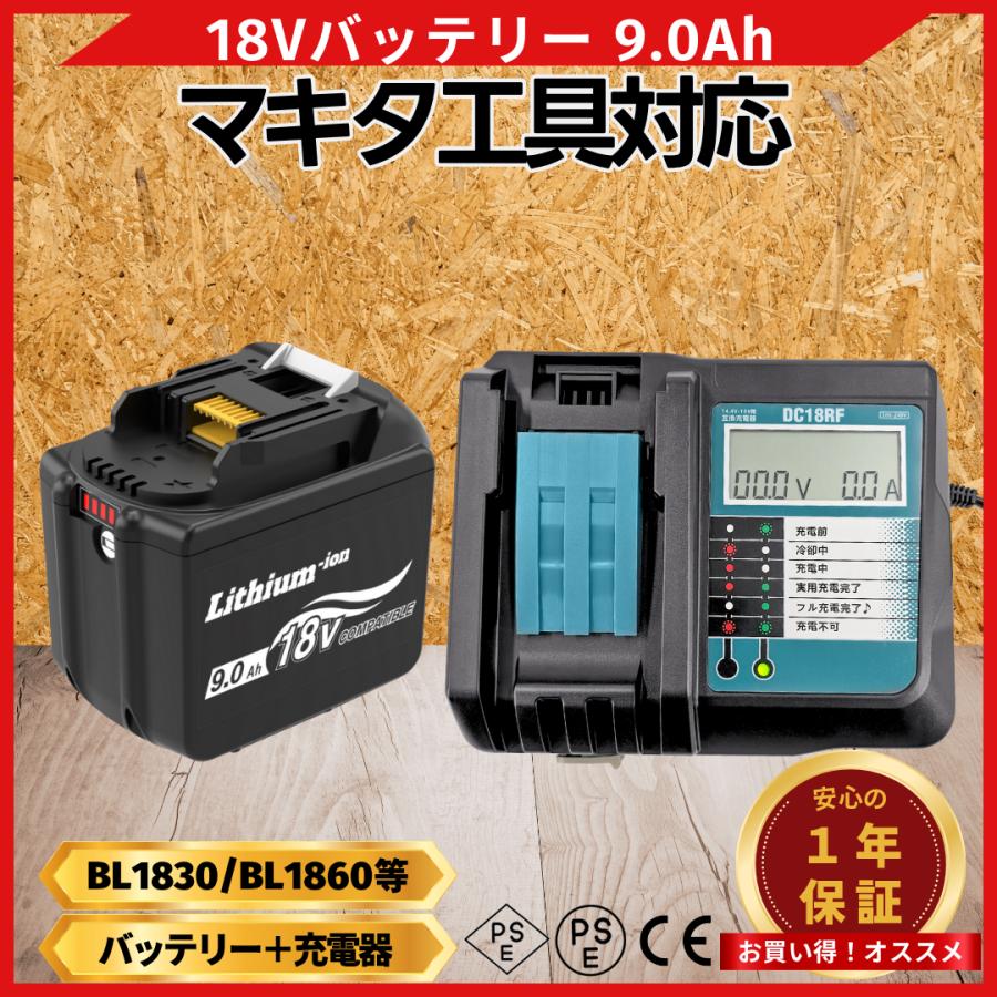 Longsafe マキタ 充電器 バッテリー セット 互換 18V DC18RF BL1890B 