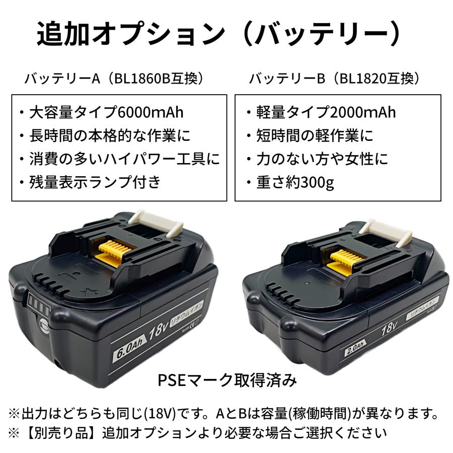 マキタ makita 互換 充電式 グラインダー + バッテリー + 小型充電器 セット ディスクグラインダー サンダー (GR12503-BL×1個+BL1860B×2個+DC18RC×1個)｜shop68｜15