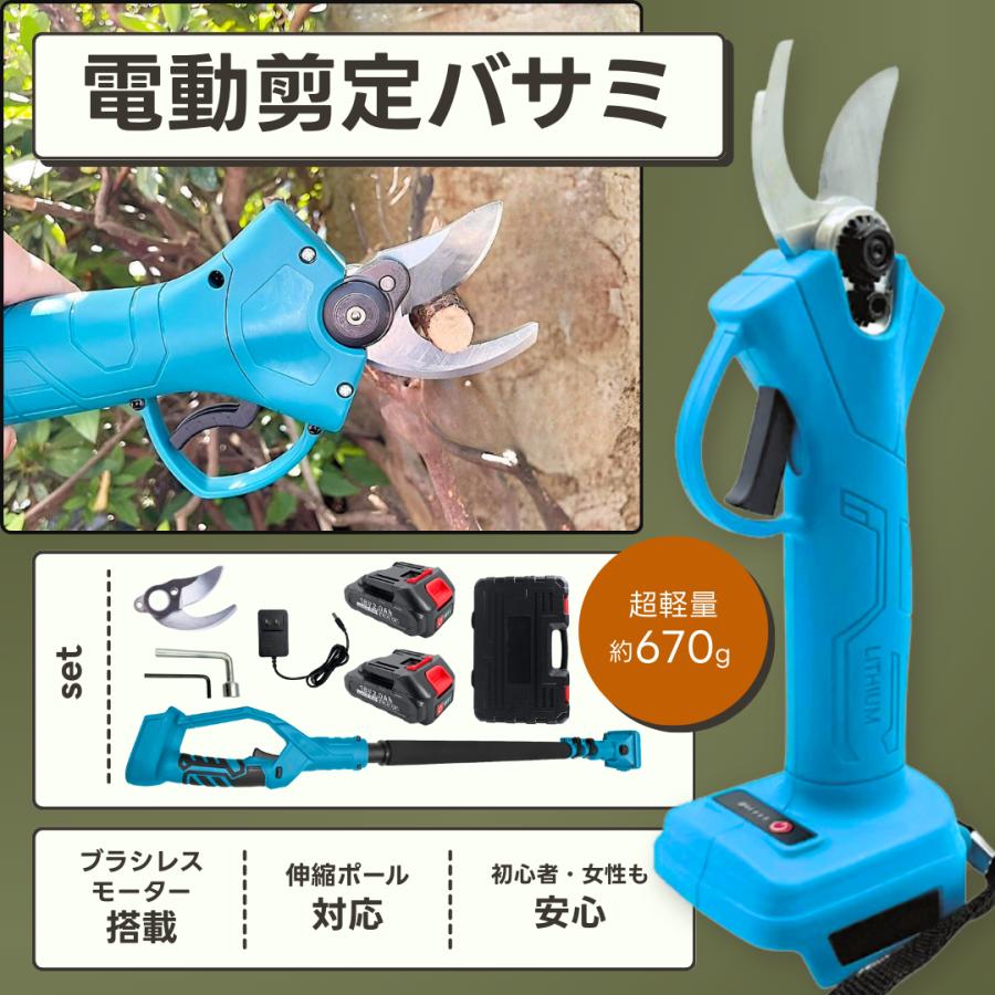 Longsafe 剪定バサミ 電動 充電式 バッテリー 2個 充電器 セット