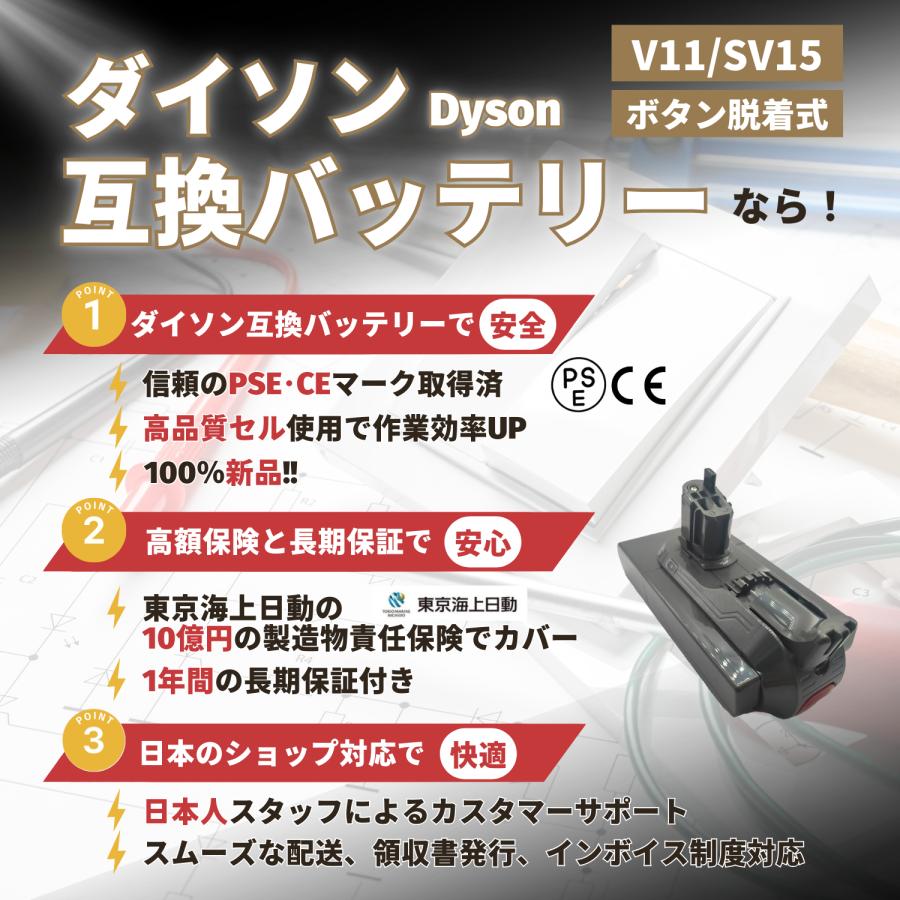 Dyson（ダイソン） 互換品 Dyson V11 SV15 互換 バッテリー 大容量