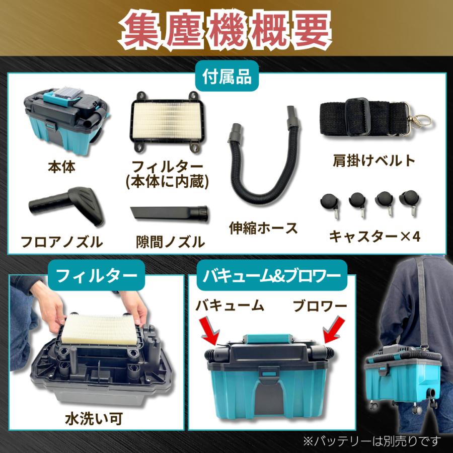Longsafe マキタ互換 充電式集塵機 乾湿両用 業務用掃除機 18V Longsafe マキタ互換 充電式集塵機 乾湿両用 業務用掃除機 18V