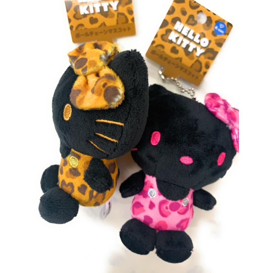 ハローキティ　キティ　ぬいぐるみ　日焼け　オオハシ　レア　極レア　ヒョウ柄 日焼けキティ black ヒョウ柄マスコットぬいぐるみボールチェーン付 2
