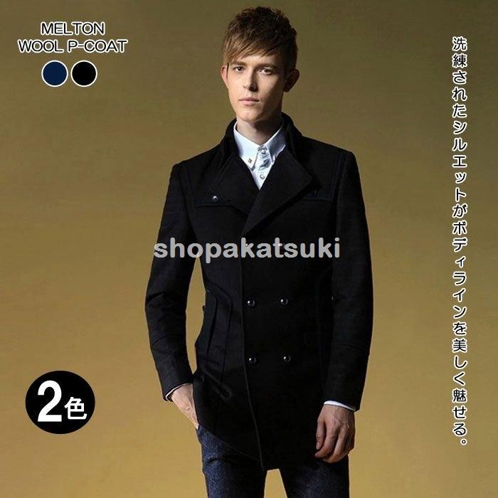 返品不可 Pコート メンズ メルトンウールpコート メルトン ウール その他コート アウター サイズ Xl