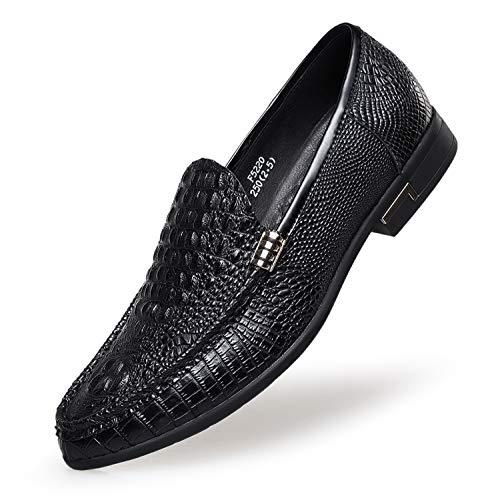 ZER0(ゼロ)ゼロ ビジネス靴 メンズ スリッポン 軽量本革 クロコダイル型押し 革靴ドライビング(ブラック 24.0cm)