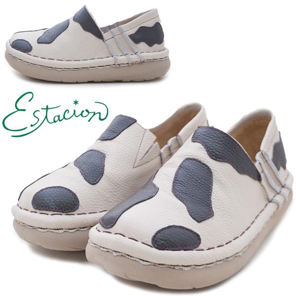 人気が高い Estasion エスタシオン Tge398 靴 レディースコンフォートシューズ ウシ 牛柄 本革スリッポンシューズ カジュアル 本皮 レザー 歩きやすい 疲れない アイボリー 公式店舗 Www Muslimaidusa Org