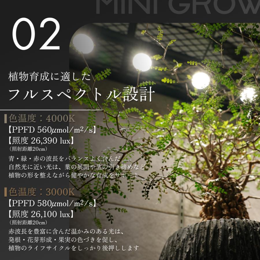 【MINI GROW SUN-9W】電球E26  小さな光が、植物も空間も美しく  色温度：3000K/4000Kの画像