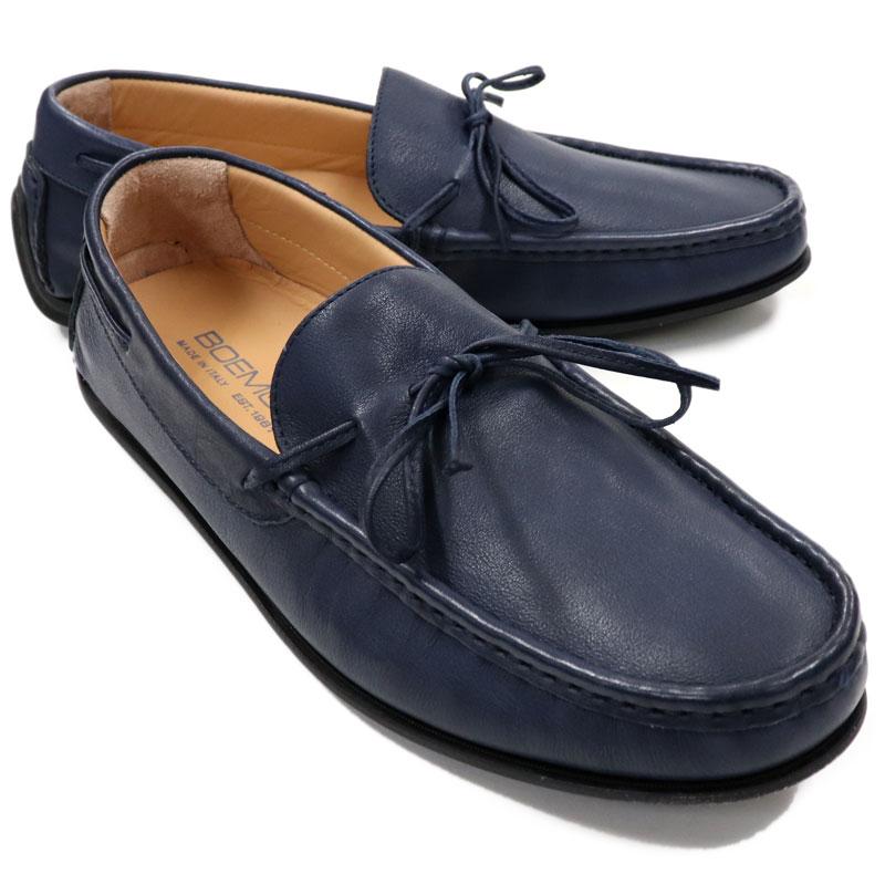 BOEMOS ボエモス 本革ドライビング イタリアの銘品青 25~25.5