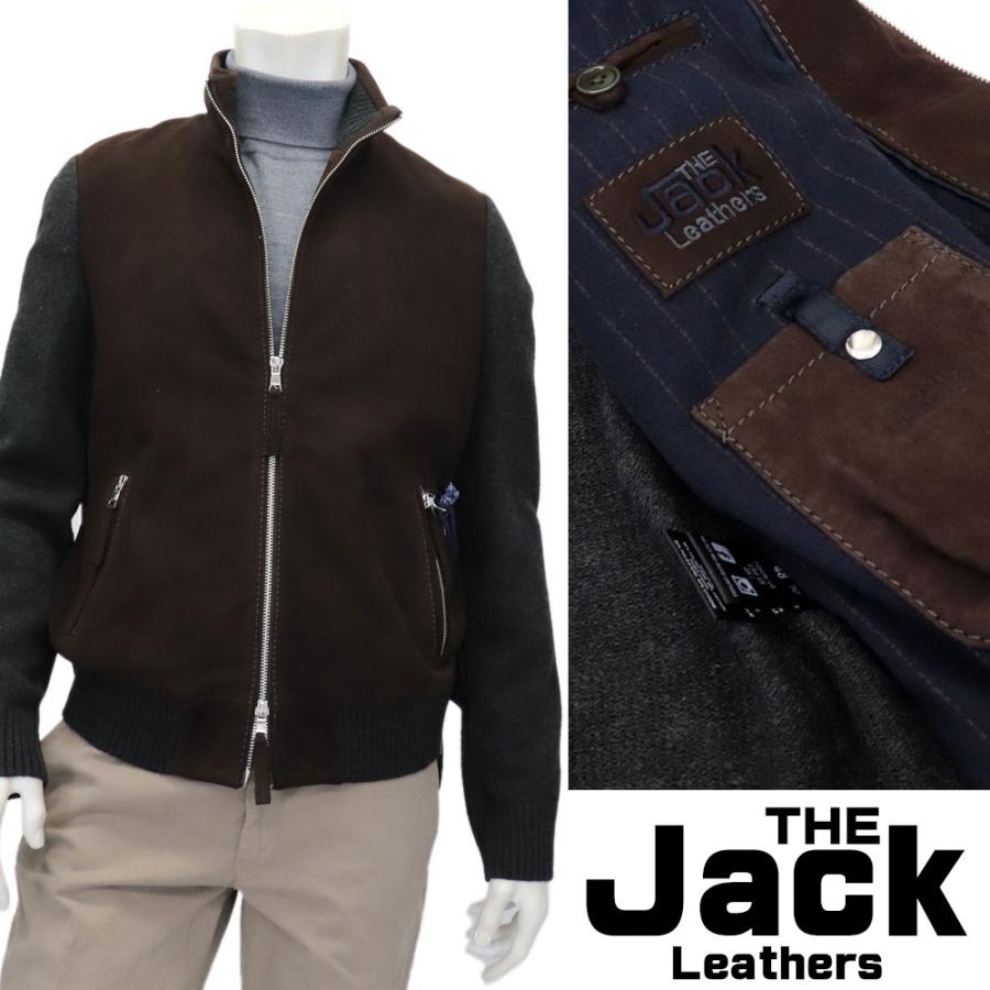 THE JACK Leathers ザ・ジャックレザー レザー切替 ニットジャケット 