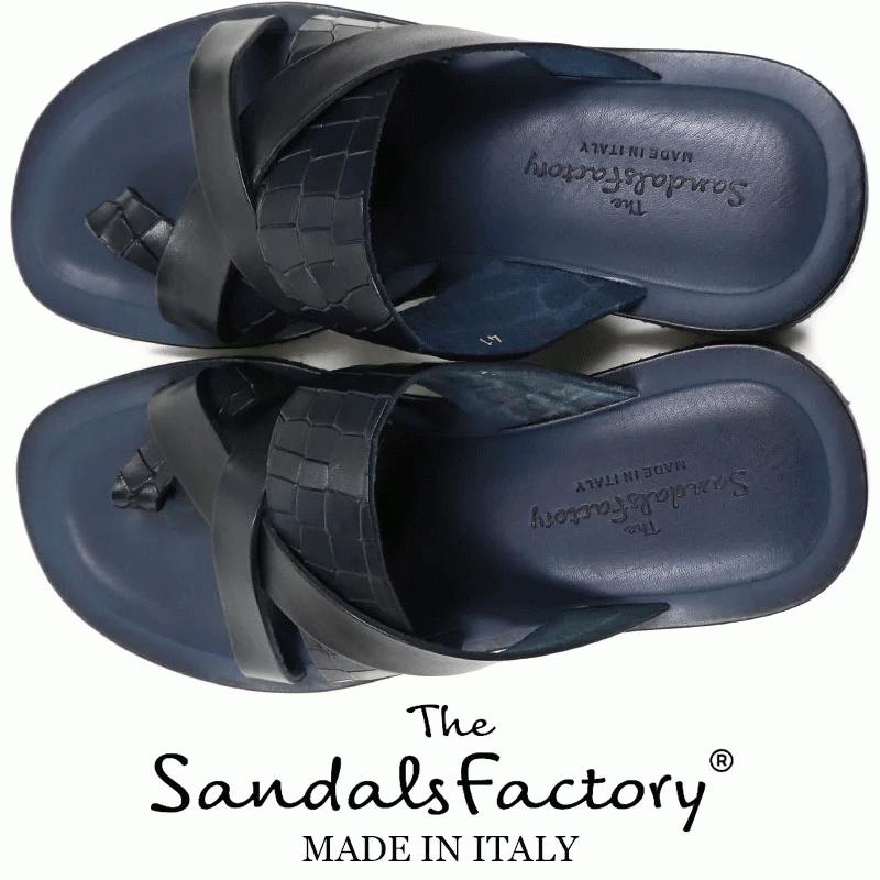 レザーサンダル メンズ 本革 The Sandals Factory ザ サンダルズファクトリー イタリア製 レザー クロコ型押し ラバーソールサンダル ネイビー 紺 M7508 Navyn スーツ ファッションtheshopbios 通販 Yahoo ショッピング
